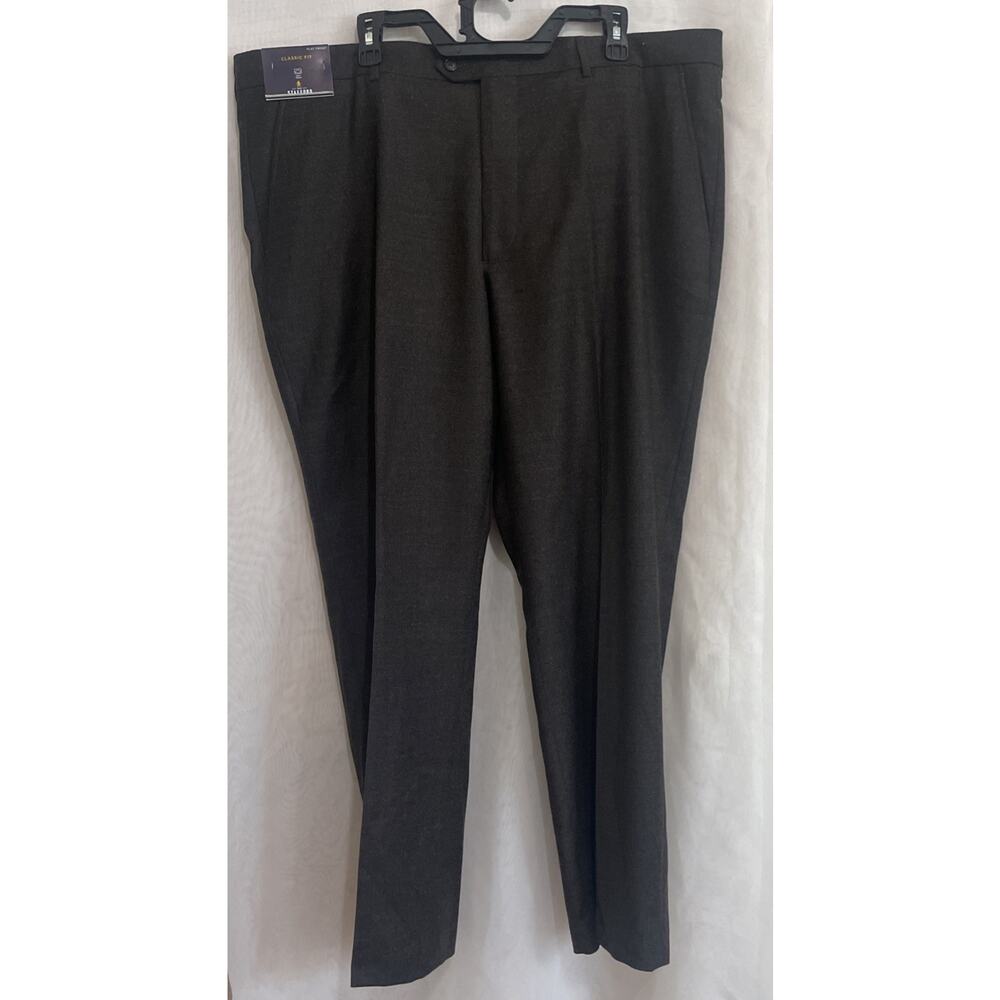 Stafford 42x30 Dress Pants Mens Classic Fit Flat Front Trouser Brown Heather $80